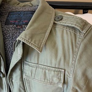 Military green fleece-lined jacket